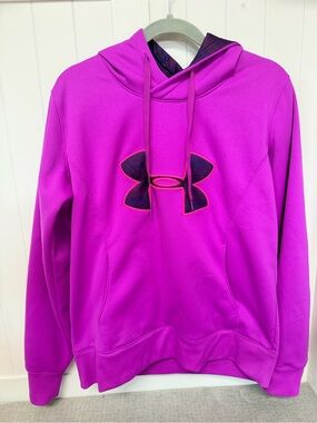 Under Armour Women's Bright Magenta Hoodie with Black Logo